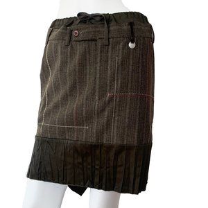 Marithe + Francois Girbaud Brown Wool/ Satin Skirt